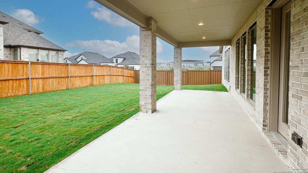 Exterior details and patio area of a home in Mayfair 60', New Braunfels (Image 4). Exterior details and patio area of a home in Mayfair 60', New Braunfels (Image 4).