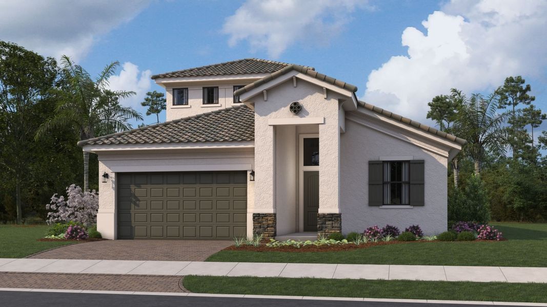 Representative exterior photo of a completed home built from the Madeline by Kolter Homes in Esprit at Avenir, Palm Beach Gardens, FL (Image 24).