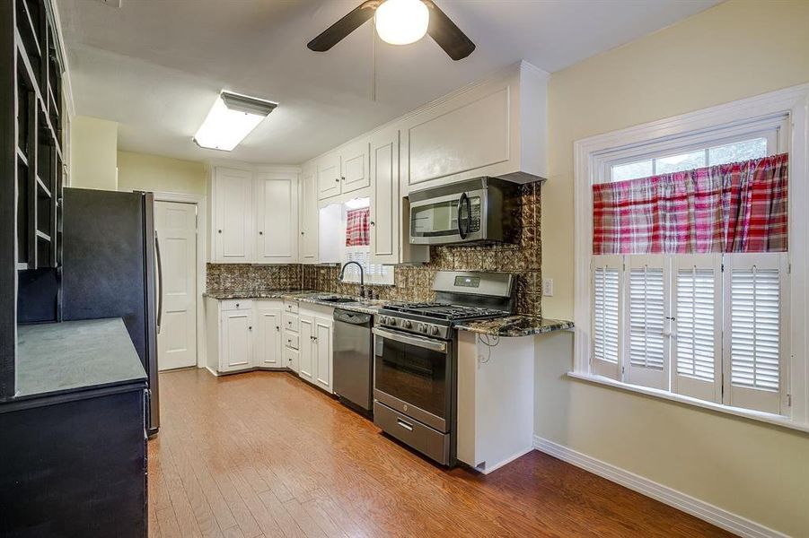 Spacious Galley kitchen with stainless steel appliances. Spacious Galley kitchen with stainless steel appliances.