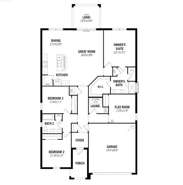 2D floor plan layout of this home in Tradition - Cadence, Port St. Lucie, FL (Image 3).
