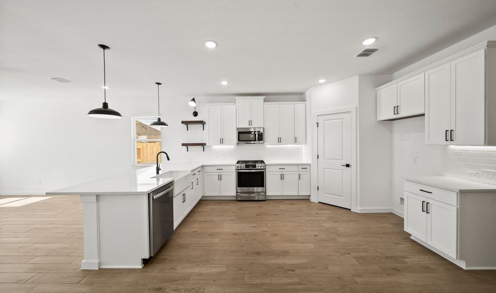 Kitchen with pendant lighting