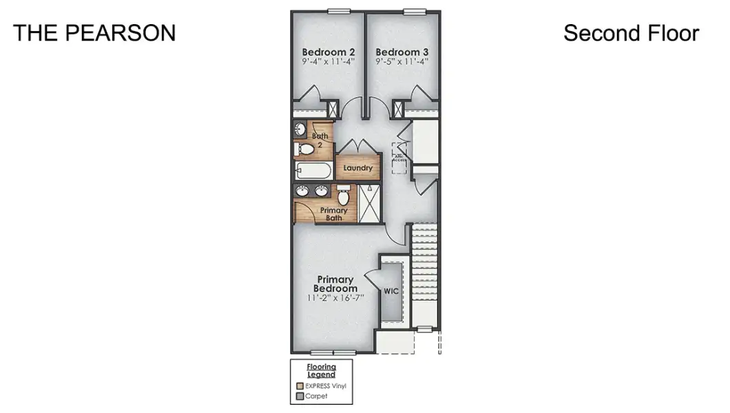2D floor plan layout of this home in The Townes at Cedar Hill Landing, Navassa, NC (Image 4).