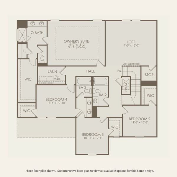 2D floor plan layout for the Liston by Pulte Homes in Fishers Wood, Columbia, SC (Image 4).