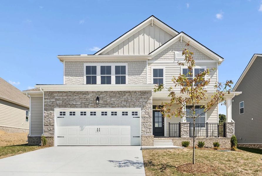 Front exterior of a new home in Willow Landing, Mount Juliet, TN, highlighting curb appeal (Image 1).