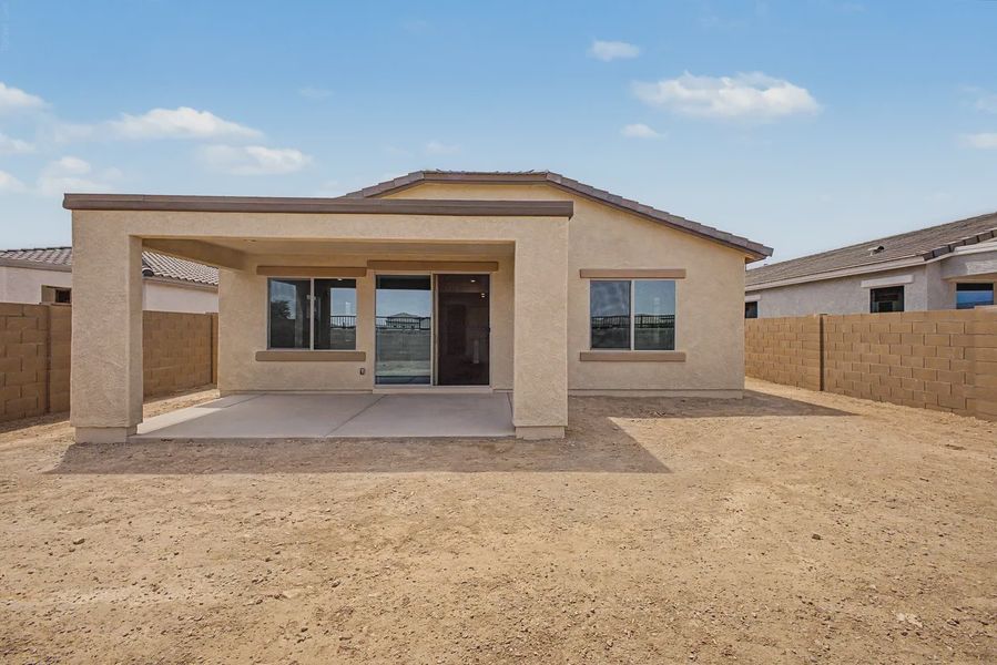 Exterior details and patio area of a home in Avanti at Granite Vista, Waddell (Image 24).