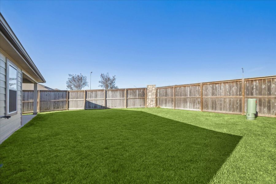 Enclosed grassy backyard