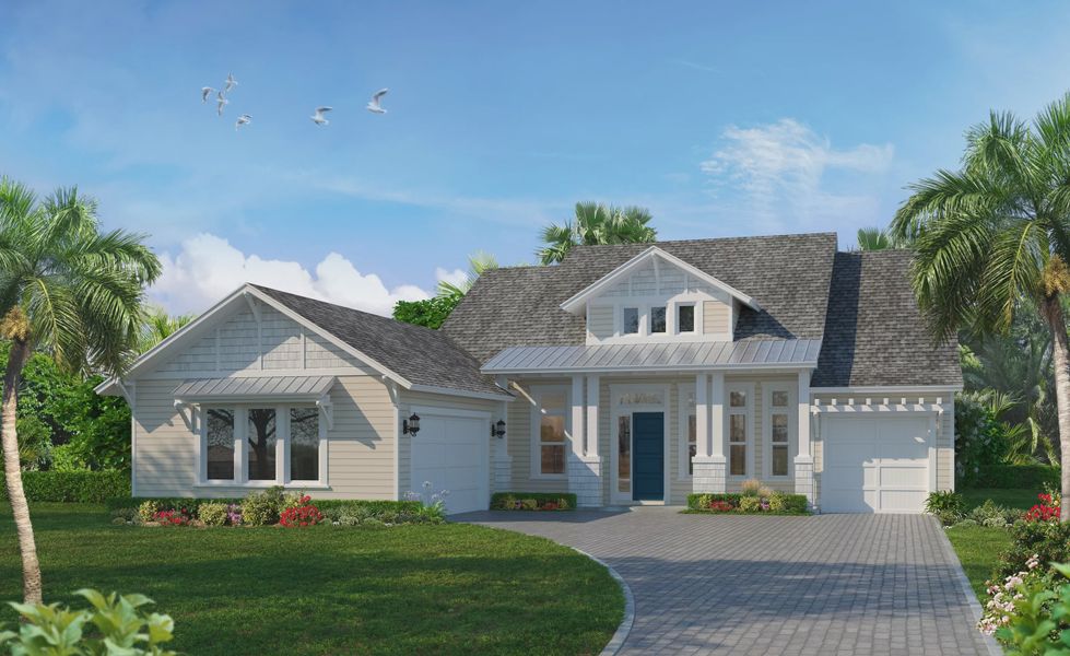 Representative exterior photo of a completed home built from the Egret VII - Regency Series | 70' Wide Lots by ICI Homes in Courtney Grove, St. Augustine, FL (Image 1).