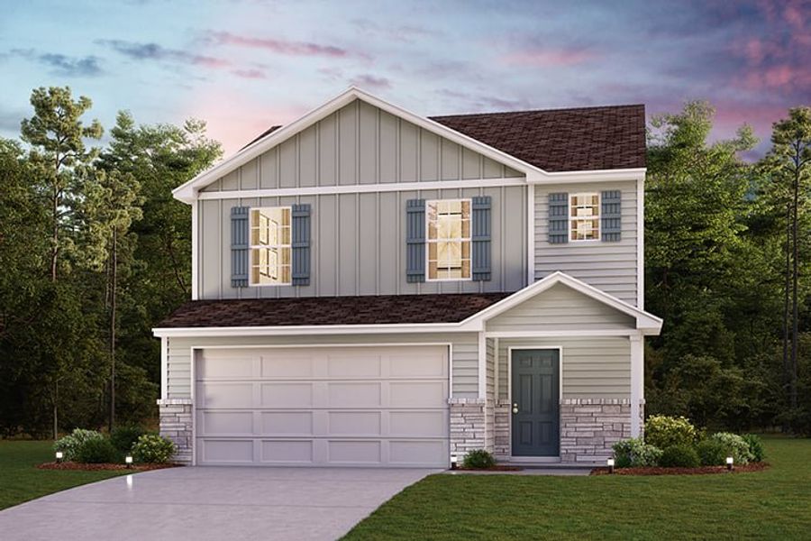 Front exterior of a new home in Pinehurst, Dublin, GA, highlighting curb appeal (Image 1).