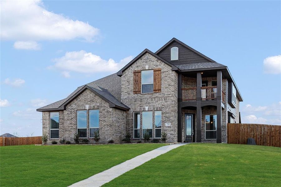 Front exterior of a new home in Crystal Lake Estates, Red Oak, TX, highlighting curb appeal (Image 19).