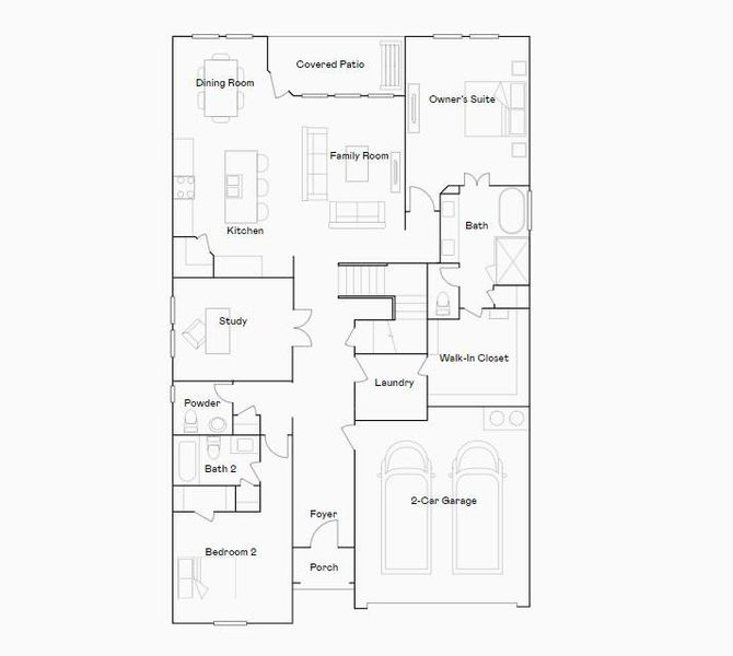 2D floor plan layout of this home in Cross Creek West, Fulshear, TX (Image 5).