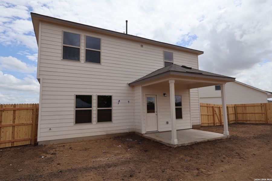 Exterior details and patio area of a home in Verano Farms, Von Ormy (Image 4).