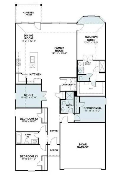 2D floor plan layout of this home in Lone Star Landing, Montgomery, TX (Image 4).