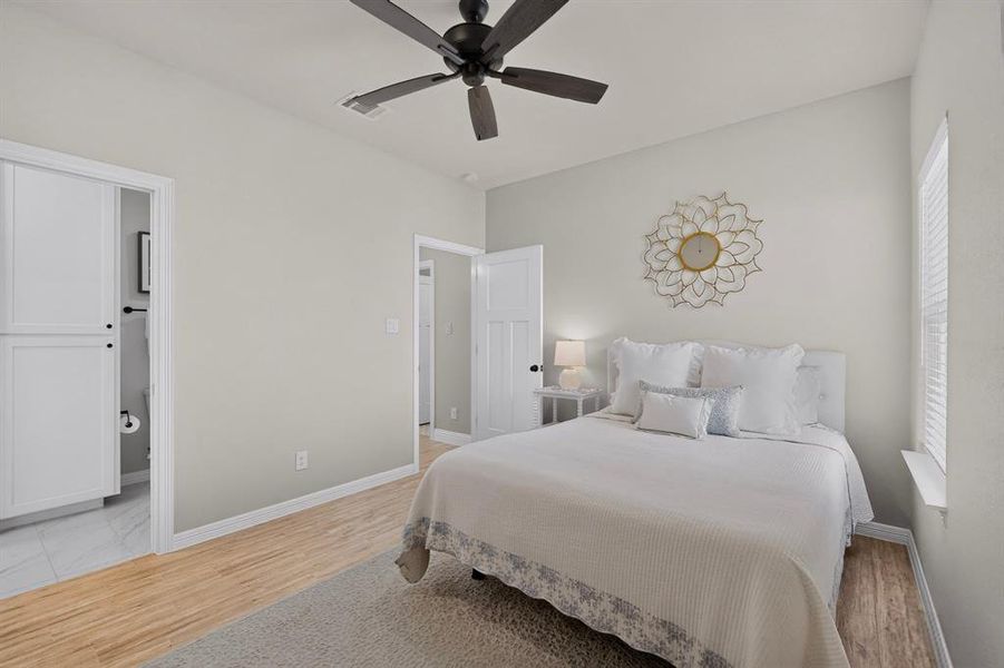 Generous size Bedroom 2 with walk in closet and access to the jack and jill bathroom