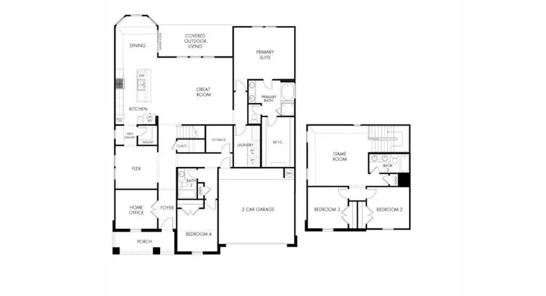 2D floor plan layout of this home in Big Sky Ranch - Executive Collection, Dripping Springs, TX (Image 2). 2D floor plan layout of this home in Big Sky Ranch - Executive Collection, Dripping Springs, TX (Image 2).
