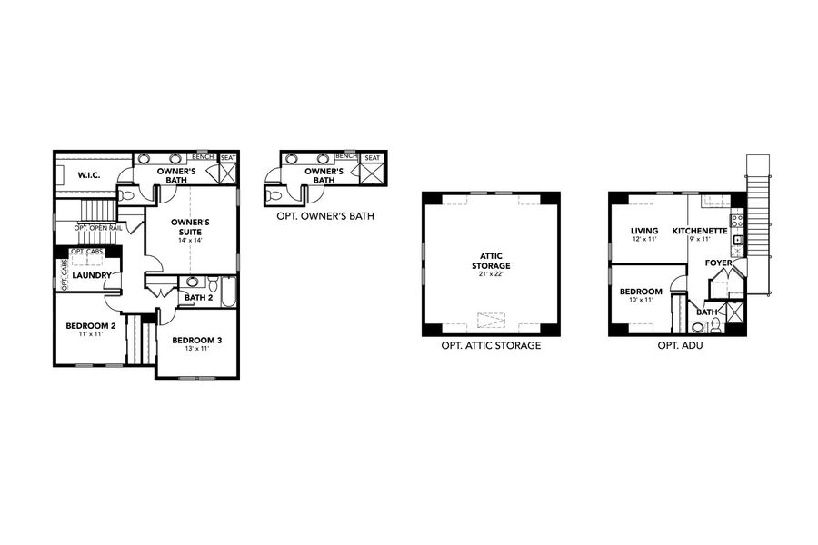2D floor plan layout for the Evans - City by Brightland Homes in Dillon Pointe - City, Broomfield, CO (Image 5).