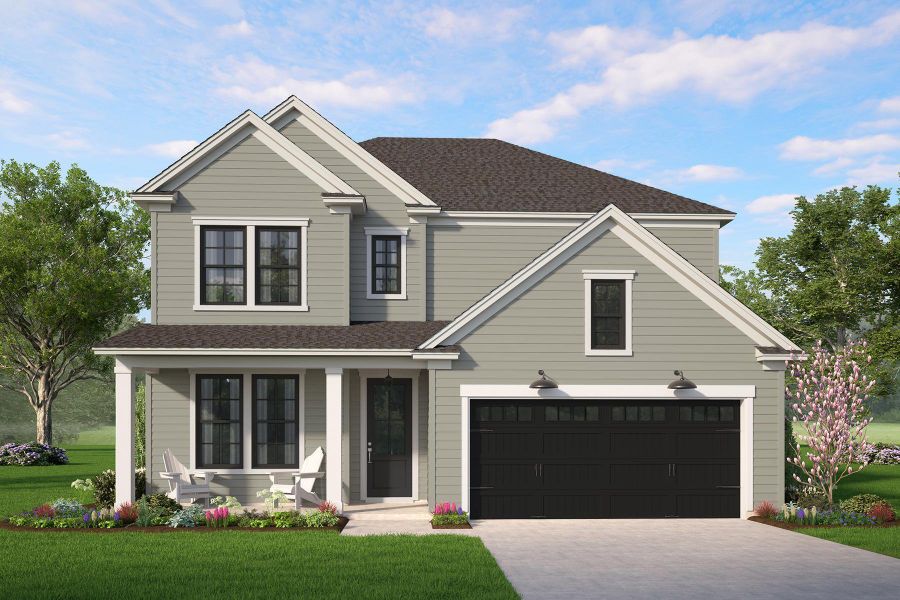 Front exterior of a new home in Creek Pointe, Moncks Corner, SC, highlighting curb appeal (Image 1).