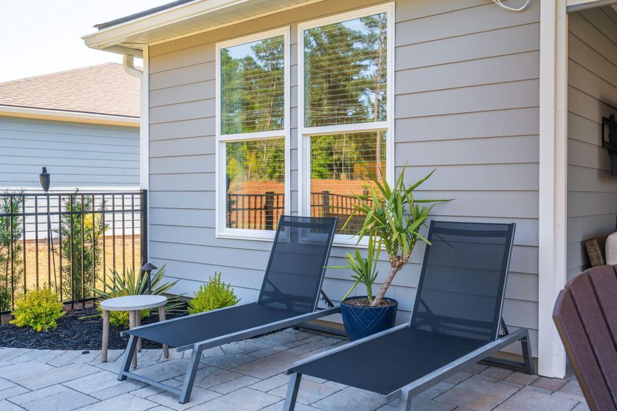Exterior details and patio area of a home in Del Webb Charleston at Nexton, Summerville (Image 26).