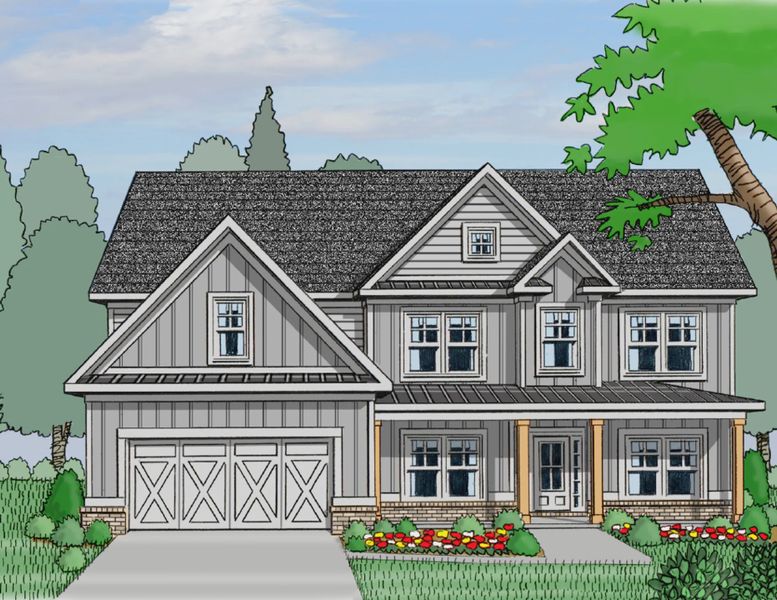 Exterior rendering of this home design in Woodland Hills, Loganville, GA (Image 3). Exterior rendering of this home design in Woodland Hills, Loganville, GA (Image 3).