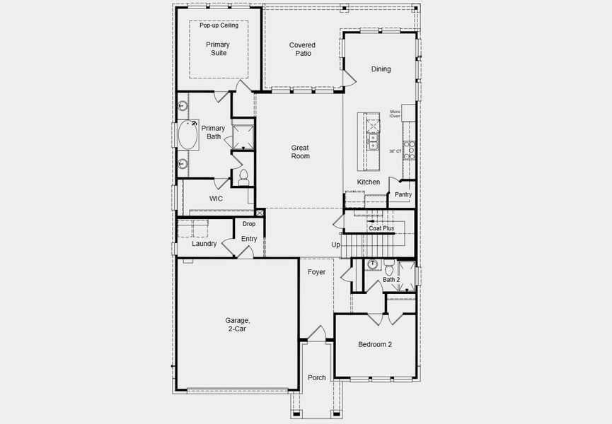2D floor plan layout for the Duval by Taylor Morrison in Village Grove, Dripping Springs, TX (Image 3).