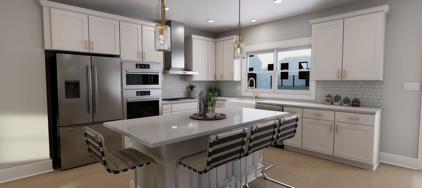 Representative furnished interior of a home built from the Atlas End Unit by Baker Residential in Atwater Station - Midtown Collection, Fuquay Varina (Image 33).