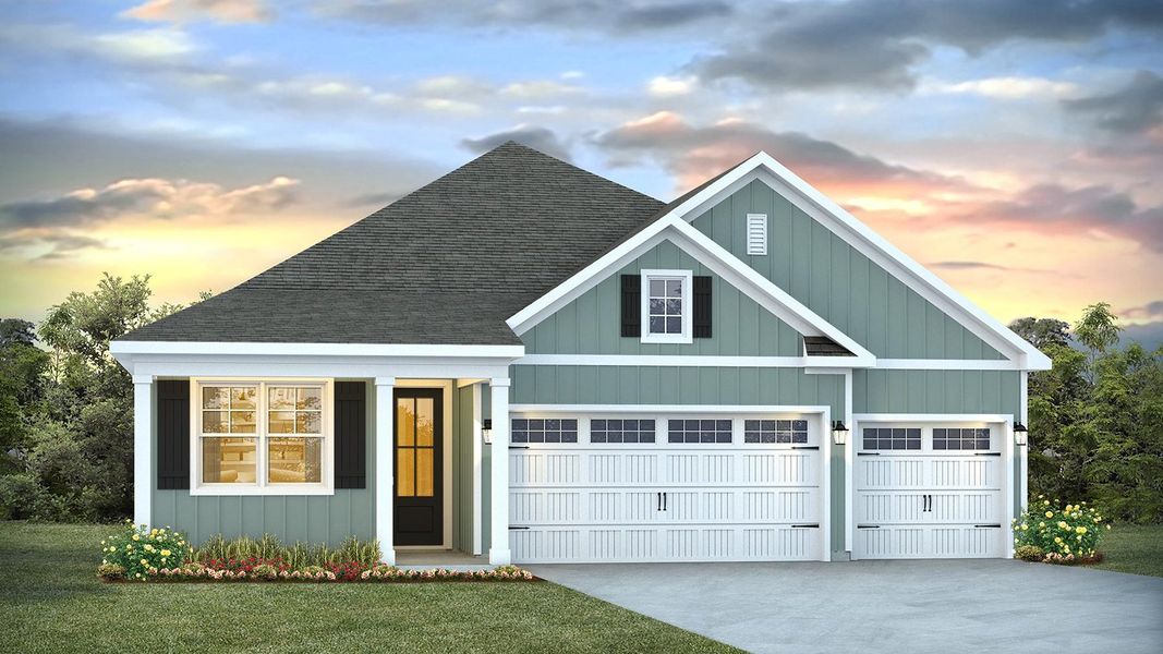 Representative exterior photo of a completed home built from the MADISON by D.R. Horton in Cedar Hill Landing, Navassa, NC (Image 24).