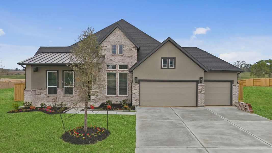 Representative exterior photo of a completed home built from the Brentwood by Chesmar Homes in Briarley, Montgomery, TX (Image 2). Representative exterior photo of a completed home built from the Brentwood by Chesmar Homes in Briarley, Montgomery, TX (Image 2).