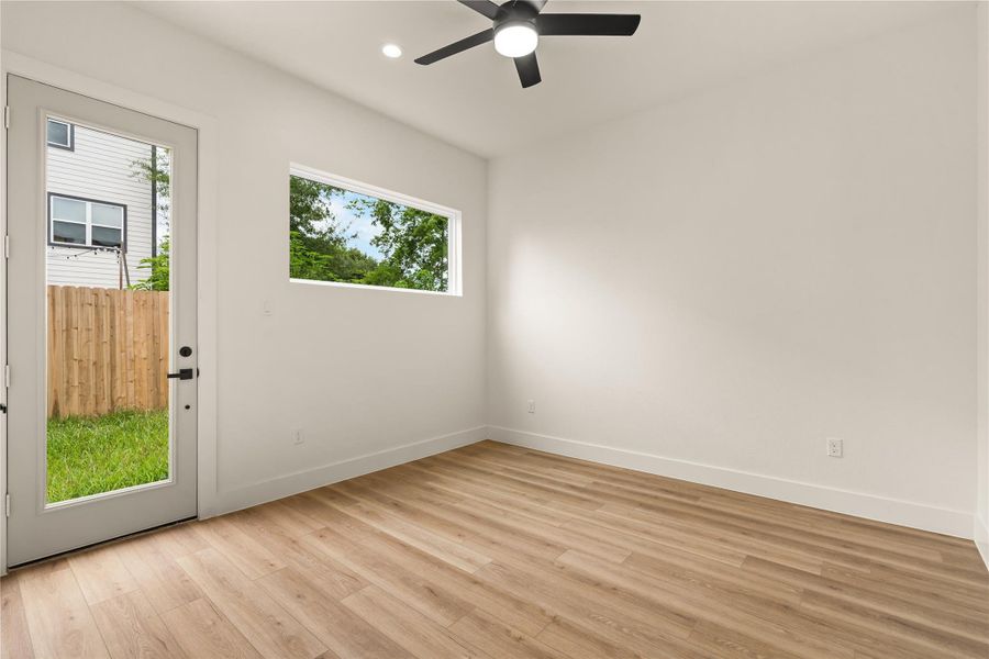 Full bedroom on the main level — rare flexibility South Union floor plans don't offer Full bedroom on the main level — rare flexibility South Union floor plans don't offer