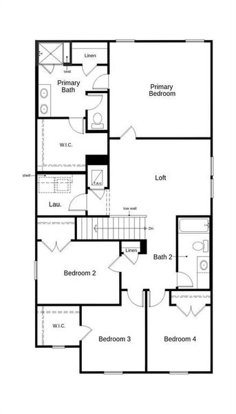 This floor plan features 4 bedrooms, 2 full baths, 1 half bath and over 2,300 square feet of living space.