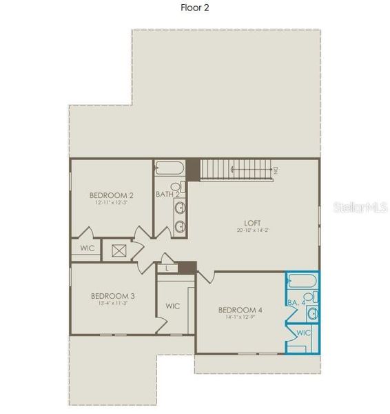 2D floor plan layout of this home in Bridgewalk, St. Cloud, FL (Image 3).