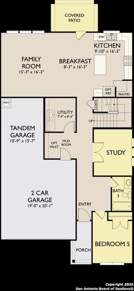 2D floor plan layout of this home in Enclave at Hennersby Hollow 50's, San Antonio, TX (Image 4).