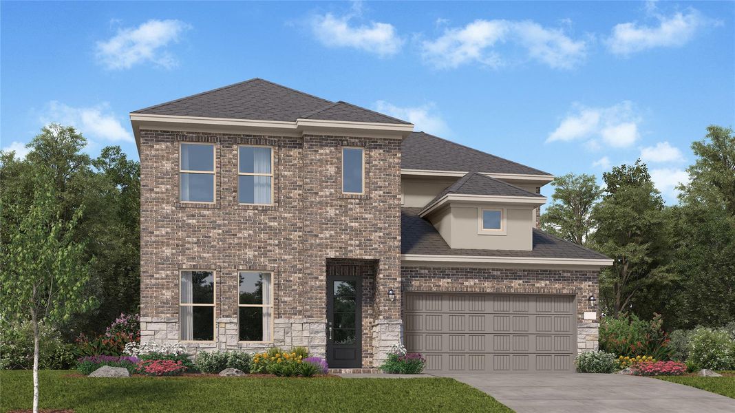 Front exterior of a new home in Legacy, League City, TX, highlighting curb appeal (Image 1). Front exterior of a new home in Legacy, League City, TX, highlighting curb appeal (Image 1).