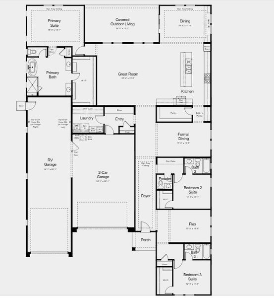 2D floor plan layout for the Dove by Taylor Morrison in Verdin Odyssey Collection, Phoenix, AZ (Image 3). 2D floor plan layout for the Dove by Taylor Morrison in Verdin Odyssey Collection, Phoenix, AZ (Image 3).