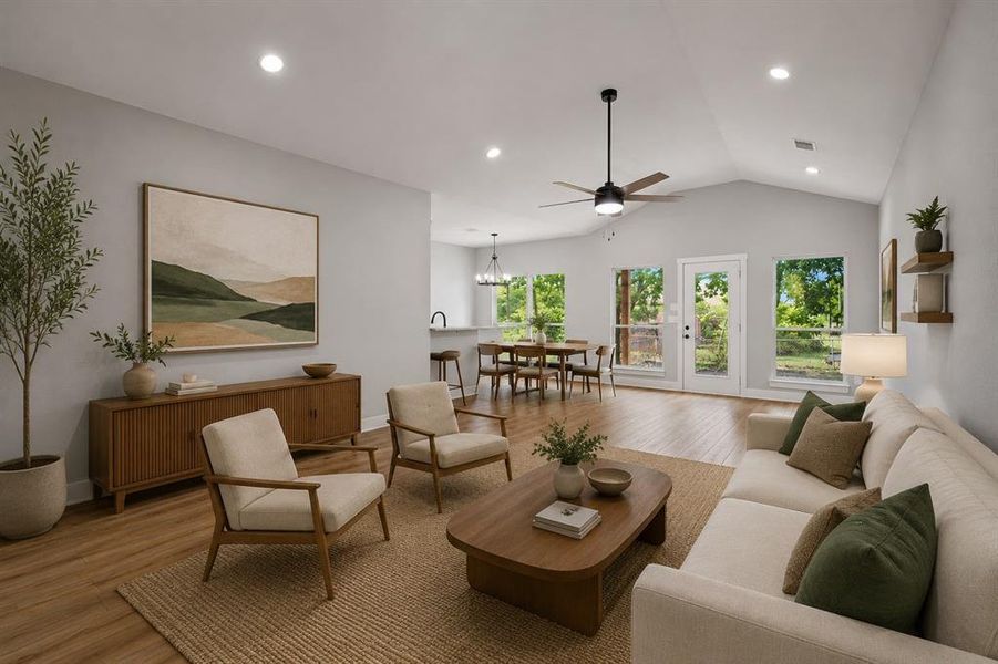 Living room virtually staged