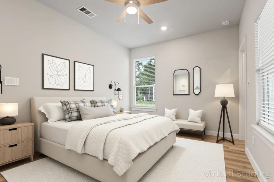 Another view of bedroom, nicely design and virtually staged.