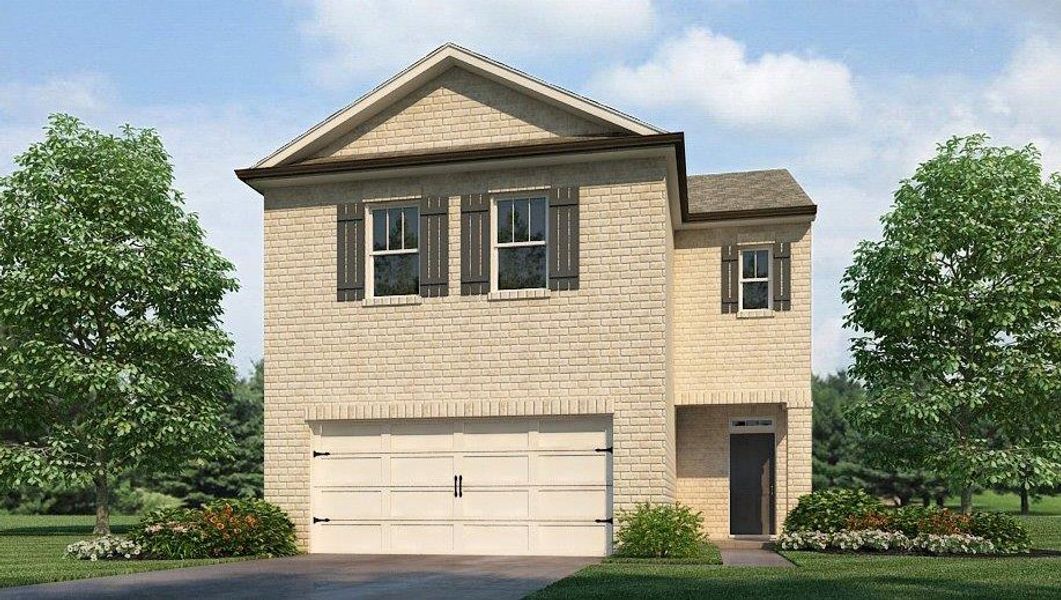 Representative exterior photo of a completed home built from the ELSTON by D.R. Horton in Pointe Park, Union City, GA (Image 19).