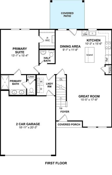 The Honeysuckle II floor plan by K. Hovnanian Homes. 1st Floor shown. *Prices, plans, dimensions, features, specifications, materials, and availability of homes or communities are subject to change without notice or obligation.