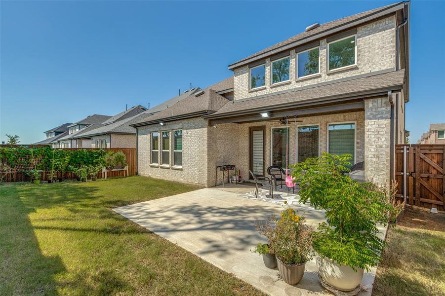 Welcome to the backyard patio that has both open and covered spaces to enjoy family time and entertainment with friends! Garden area is amazing! There are fences on both sides and a brick wall in the back of the yard. Welcome to the backyard patio that has both open and covered spaces to enjoy family time and entertainment with friends! Garden area is amazing! There are fences on both sides and a brick wall in the back of the yard.