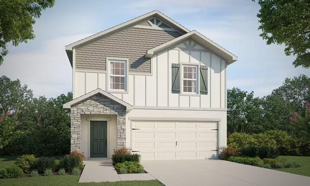 Front exterior of a new home in VillaMar, Winter Haven, FL, highlighting curb appeal (Image 1).