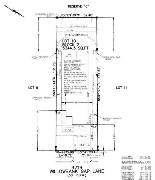 9219 Willowbank Gap Preliminary Plot Plan