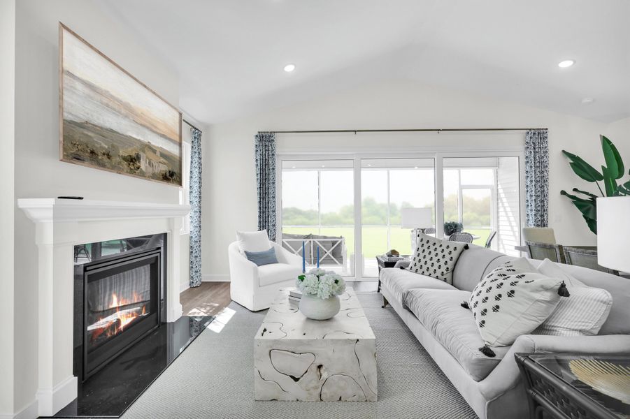 Great room with vaulted ceiling