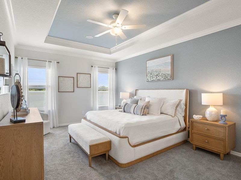Your owner`s suite features spacious dimensions and an elegant tray ceiling - Westin II by Highland Homes