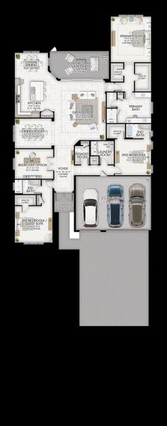 2D floor plan layout for the Julia II by GL Homes in Valencia Vista at Riverland, Port St. Lucie, FL (Image 4).