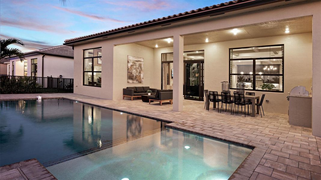 Exterior details and patio area of a home in Cresswind Palm Beach at Westlake, Westlake (Image 24).