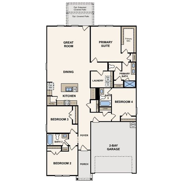 2D floor plan layout for the Geneva by Century Communities in MiraVerde, Crowley, TX (Image 7).