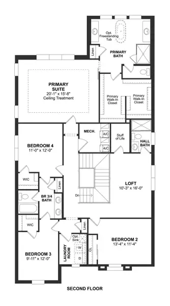 2D floor plan layout for the Wicklow IV by K. Hovnanian® Homes in Parkside, Royal Palm Beach, FL (Image 4).