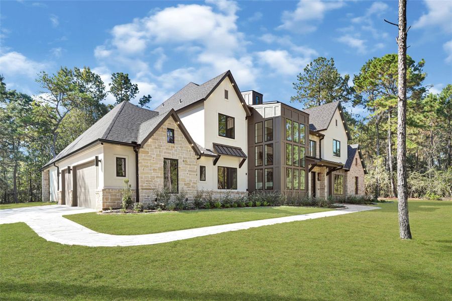 Front exterior of a new home in , Montgomery, TX, highlighting curb appeal (Image 1).