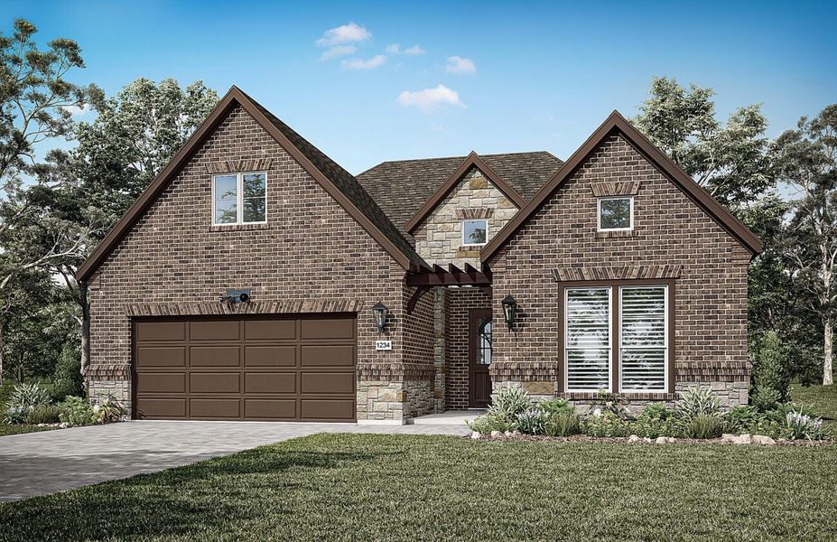 Representative exterior photo of a completed home built from the Castella by Ladera Texas in Ladera at Timberbrook, Justin, TX (Image 16).