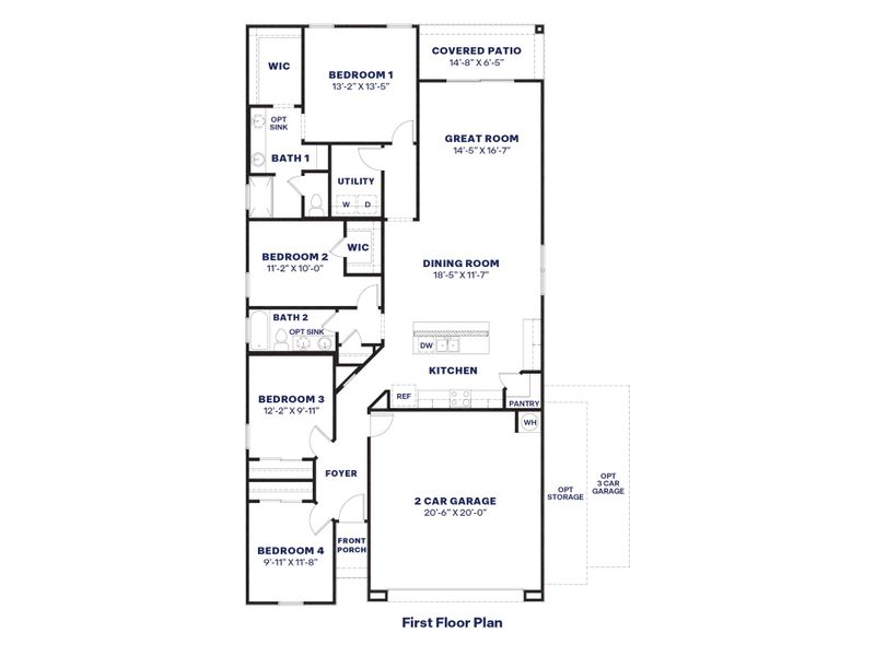 2D floor plan layout of this home in Copper Falls, Buckeye, AZ (Image 3).