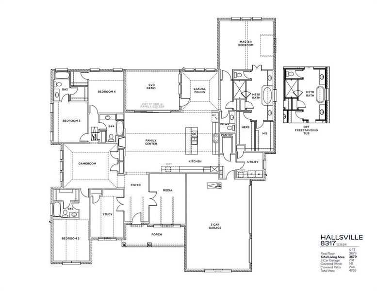 2D floor plan layout of this home in Winding Creek, Rockwall, TX (Image 5).