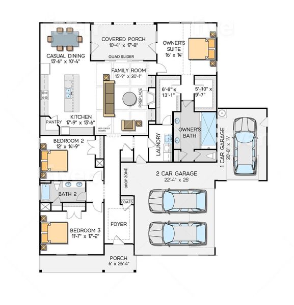 2D floor plan layout of this home in Shepherds Trace, Clover, SC (Image 4).